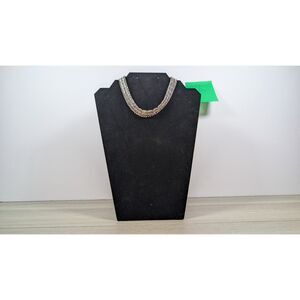 Vintage Rhinestone Choker Necklace Aurora Borealis Crystal 13" Statement Collar